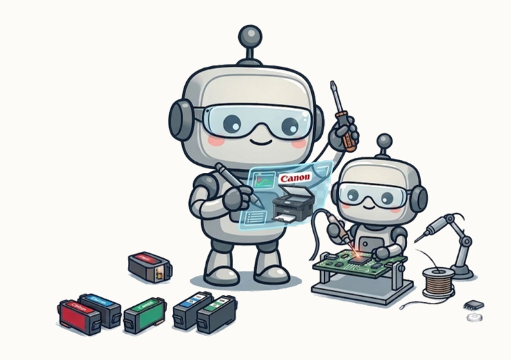 Robôs fazendo manutenção